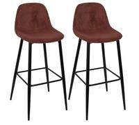 AltoBuy Amory - Lot de 2 tabourets de Bar en Velours côtelé Coloris Terracotta