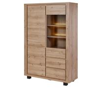 AltoBuy Argentier 4 Portes Dont 1 vitrée avec éclairage LEDs Aspect Bois Finition Hudson Oak - URIDSON