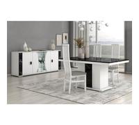 AltoBuy Ariane - Ensemble Séjour Table Repas + Buffet 4 Portes Eclairage LED intégré