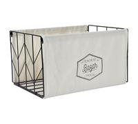 AltoBuy Bac de Rangement Pliable en Métal Noir et Tissu Blanc 38x28cm - LOUANE