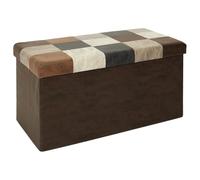 AltoBuy Banc Coffre Pliable Motif Patchwork Aspect Vieux Cuir