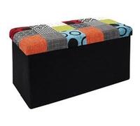 Banc Coffre Pliable Motif Patchwork Multicolore 76x38xH38cm
