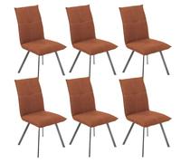 AltoBuy BISPO - Lot de 6 Chaises Tissu Texturé Coloris Brique Terracotta