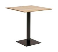 AltoBuy Bistro - Table Carrée Plateau Mélaminé Effet Bois Pied Central Métal Noir