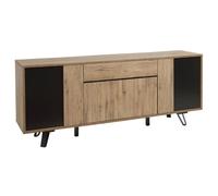 AltoBuy Buffet 4 Portes 1 tiroir Aspect chêne Miel et Noir Mat - SÉLÈNE