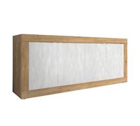 AltoBuy Buffet 4 Portes Aspect Bois Finition Cadiz façades Blanc texturées - OTELLO