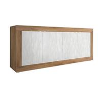 AltoBuy Buffet 4 Portes Aspect Bois Finition Mercure façades Blanc texturées - OTELLO