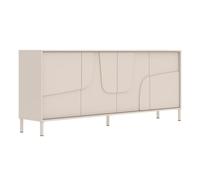 AltoBuy Buffet 4 Portes Finition laqué Beige façade Relief piètement métal - EGERIE