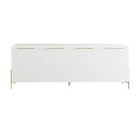 AltoBuy Buffet 4 Portes laqué Blanc Pieds et poignées métal doré - Carat