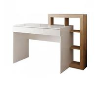 AltoBuy Bureau 1 tiroir avec étagères décalées Blanc laqué et Aspect Bois Finition Cadiz - Arturo