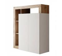 AltoBuy Bureau secrétaire 2 Portes Contemporain Blanc laqué et Aspect Bois Finition Cadiz - Arturo