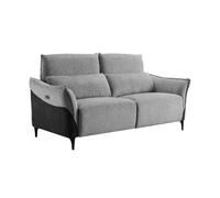 AltoBuy Canapé 2 Places Relax électrique Tissu chenillé Bicolore Gris et Gris Carbone - AKENIA