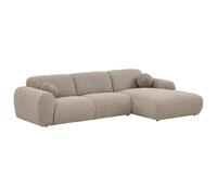 AltoBuy Canapé 3 Places méridienne Droite en Tissu texturé Beige avec 2 Coussins - CYCLADE