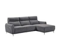 AltoBuy Canapé 3 Places Relax électrique avec méridienne Droite Tissu Polyester chiné Bleu-Gris - Santiago