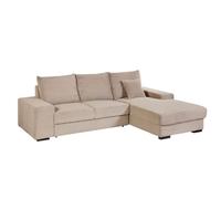 AltoBuy Canapé d'angle Droit Convertible en Tissu Velours côtelé Taupe avec 2 Coussins - Elko