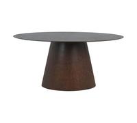 Table Ovale 160cm Pied Central MDF Placage Noyer - CARACAS - ALTOBUY Marron G