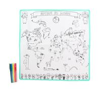 AltoBuy Carte du Monde à colorier Lavable (50x50 cm) avec 5 feutres