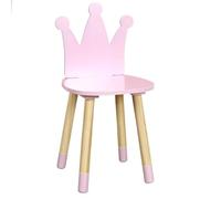 AltoBuy Chaise Enfant Rose, Piètement Nois Naturel et Dossier Forme Couronne