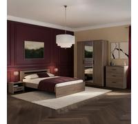 Chambre complète lit 140x190 avec 2 chevets 1 armoire 3P et 1 commode - KASUAL