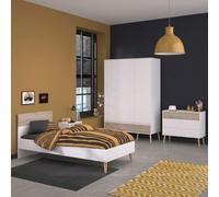 AltoBuy Chambre complète lit 90x190 avec 1 Chevet 1 Armoire 3P et 1 Commode - BORGALL
