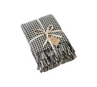 CHARLES - Plaid à Franges 100% Recyclé Tissage Vichy Noir et Blanc 180x220cm - Altobuy G