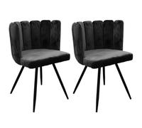 AltoBuy Charlotte - Lot de 2 Chaises Velours Noir
