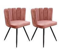 AltoBuy Charlotte - Lot de 2 Chaises Velours Rose