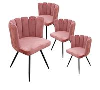 AltoBuy Charlotte - Lot de 4 Chaises Velours Rose