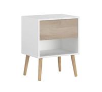 AltoBuy Chevet Blanc 1 Niche et 1 tiroir Blanc avec façade Finition Aspect Bois - BORGALL