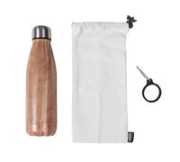 Coffret Bouteille Isotherme 50cl Effet Bois + Pochon + Mousqueton - MARINA - ALTOBUY Marron G