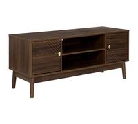AltoBuy Colette - Meuble TV 2 Portes 2 niches en Bois et MDF Pieds en pin teinté chêne foncé