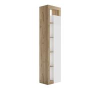 AltoBuy Colonne de Rangement avec étagères Blanc laqué et Aspect Bois Finition Cadiz - Arturo