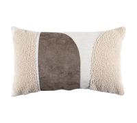 Coussin 30x50cm Crème Motifs Arrondis Marron et Bouclette Déhoussable