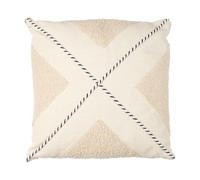 AltoBuy Coussin 40x40cm avec Tissu Bouclette Beige et Motif Géométrique Noir et Blanc - Stacy