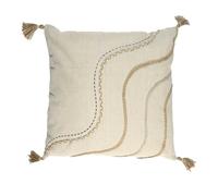 AltoBuy Coussin 40x40cm Beige Motifs Vagues Tressés avec Pompons - KAKOE