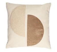 AltoBuy Coussin 40x40cm Crème Motifs Demi-Cercles Marron et Bouclette Déhoussable