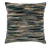 AltoBuy Coussin Déco Carré Recto Rayé Lainage Multicolore et Verso Noir - Amyra