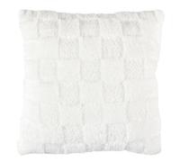 AltoBuy Coussin Flanelle Damier 40x40cm, Blanc et Beige, Doux et Confortable, Facile à Laver