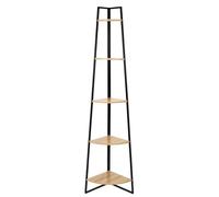 AltoBuy DANGA - Etagère d'angle Métal Noir Plateau Imitation Bois