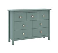 AltoBuy DAVA - Commode 7 Tiroirs en Pin Massif Vert Pétrole