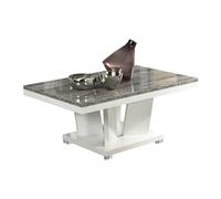 AltoBuy Denys - Table Basse Rectangulaire Laqué Blanc et Effet Bois Taupe