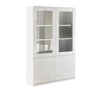 AltoBuy DEYTON - Vitrine 4 Portes Laquée Blanc Brillant avec LEDs
