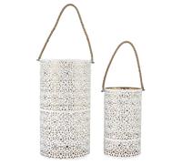 AltoBuy Duo de Lanternes Métal Ajouré Blanc et Or