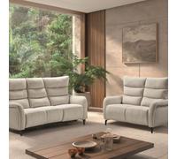 AltoBuy Ensemble Canapés 3P Relax élec + 2P Fixe Tissu Beige - VARENNE