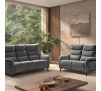 AltoBuy Ensemble Canapés 3P Relax élec + 2P Fixe Tissu Gris - VARENNE