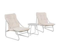 AltoBuy Ensemble Jardin 2 fauteuils avec Assise Coussin capitonné + Table Basse Beige - TIXON