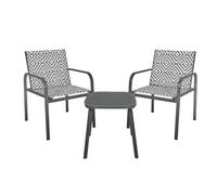 AltoBuy Ensemble Jardin 2 fauteuils avec Table Basse Motifs Graphiques Gris - Aztek