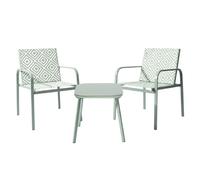 AltoBuy Ensemble Jardin 2 fauteuils avec Table Basse Motifs Graphiques Verts d'eau - Aztek