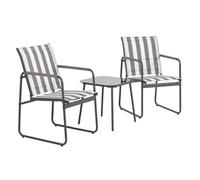 AltoBuy Ensemble Jardin 2 fauteuils avec Table Basse Motifs Rayures Gris - Calico