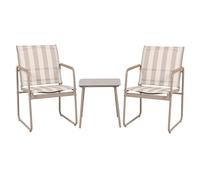 AltoBuy Ensemble Jardin 2 fauteuils avec Table Basse Motifs Rayures Moka et crème - Calico